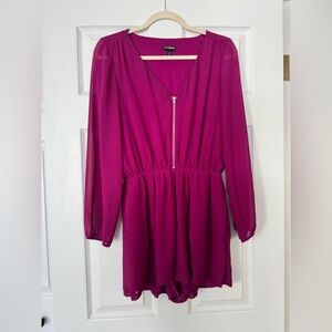 Express Fuchsia Long Sleeve Romper
